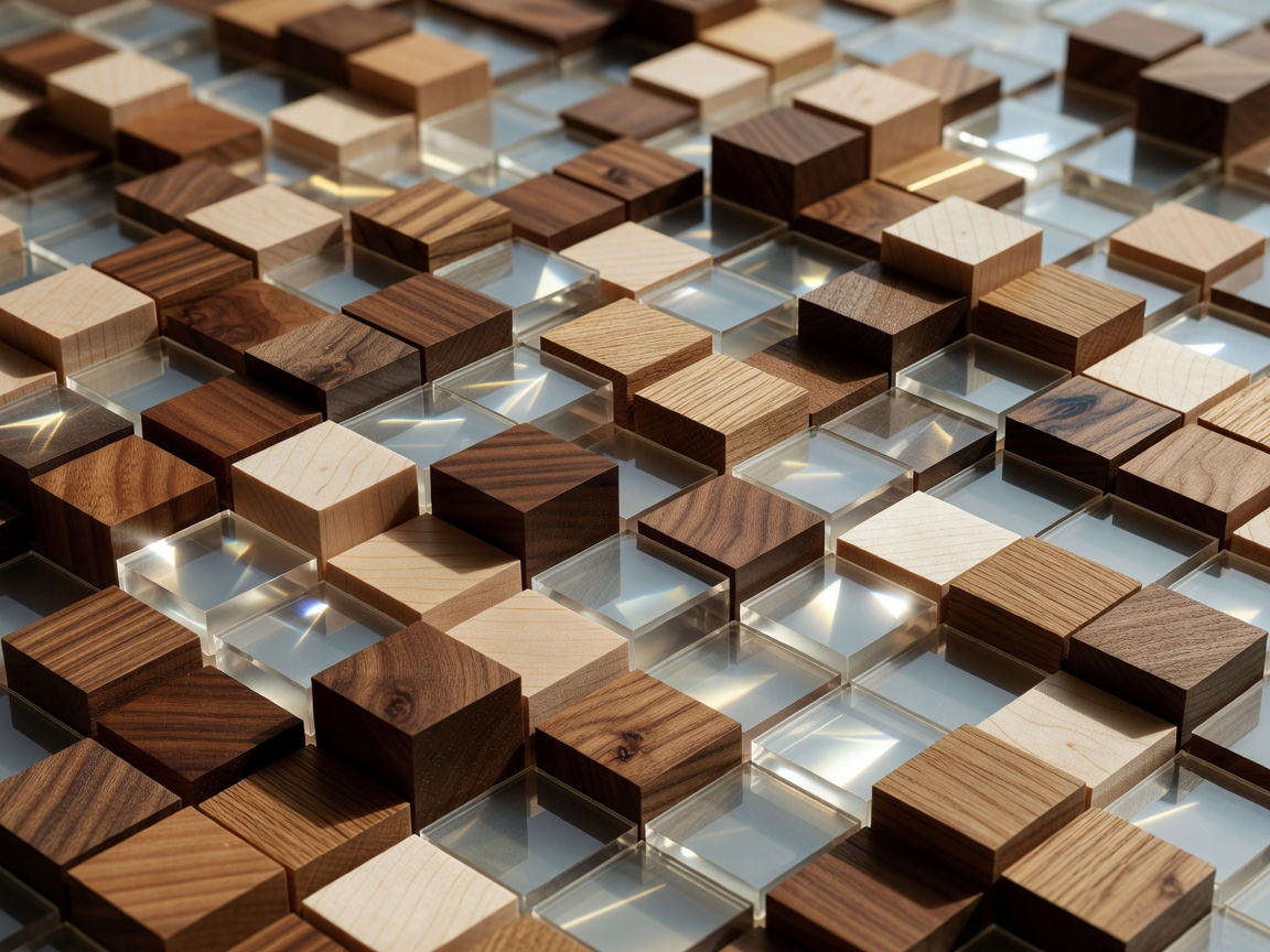 Diffusor-Optic 3D Reflection Grid mathematically calculated wood blocks